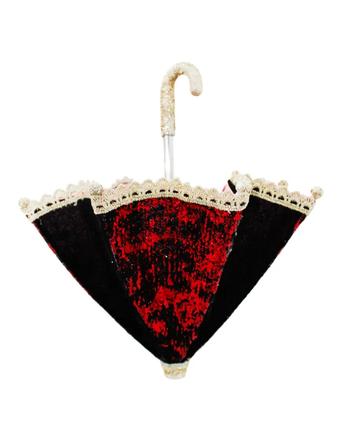 Paraguas decorativo de terciopelo rojo  de 27x22cm - Image 2