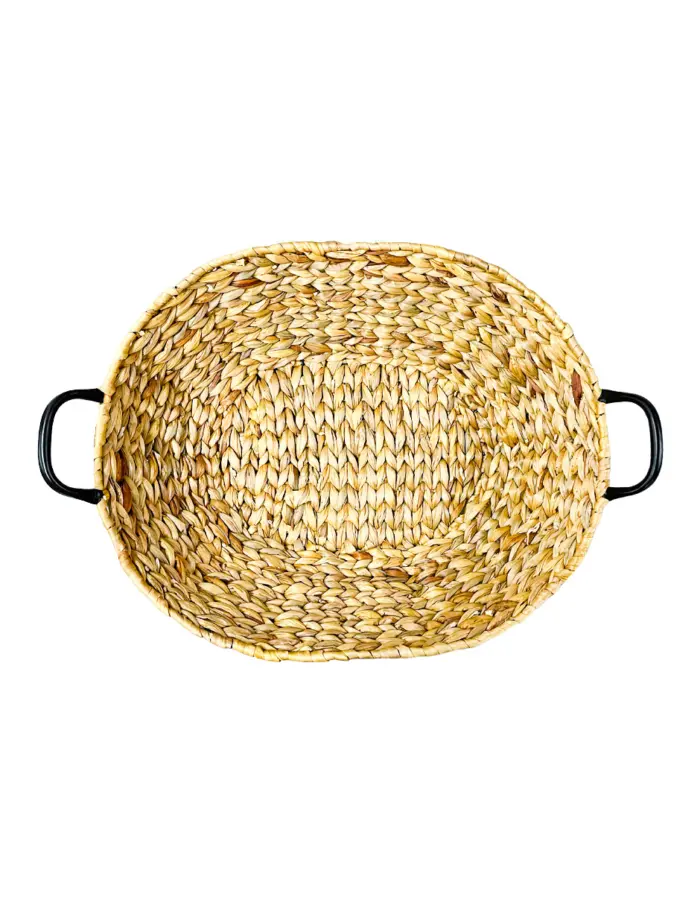 Canasta Ovalada tejida con asas de 60x48x16cm - Image 3