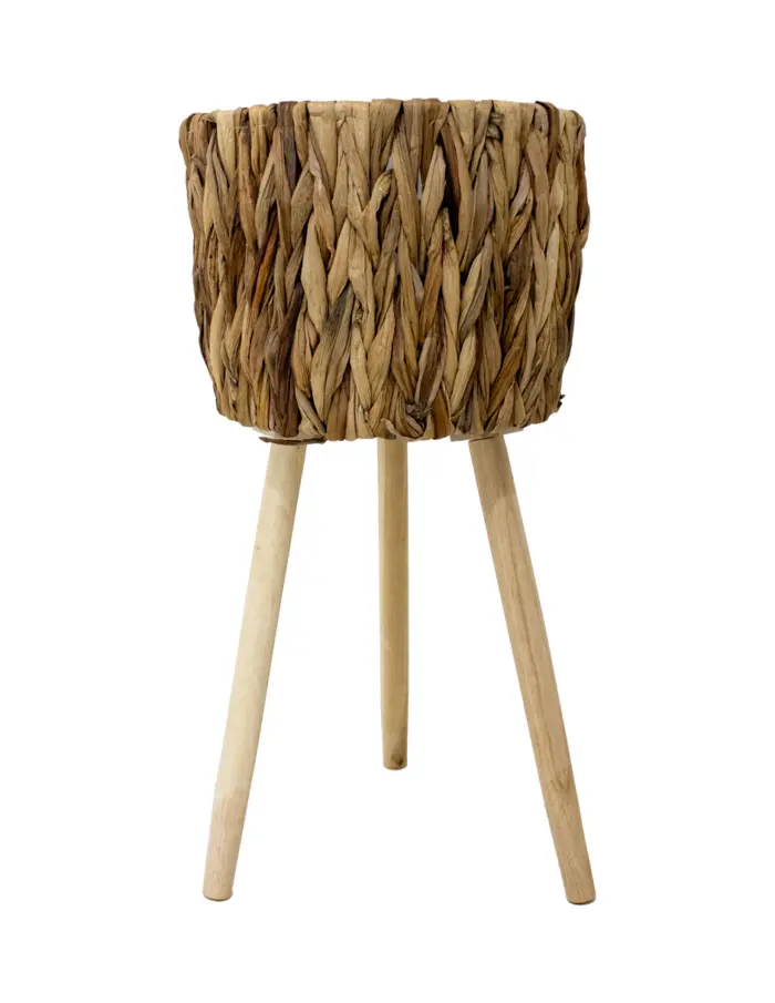 Maceta de tejido natural con patas imitacion madera de 27x27x20x52cm - Image 2