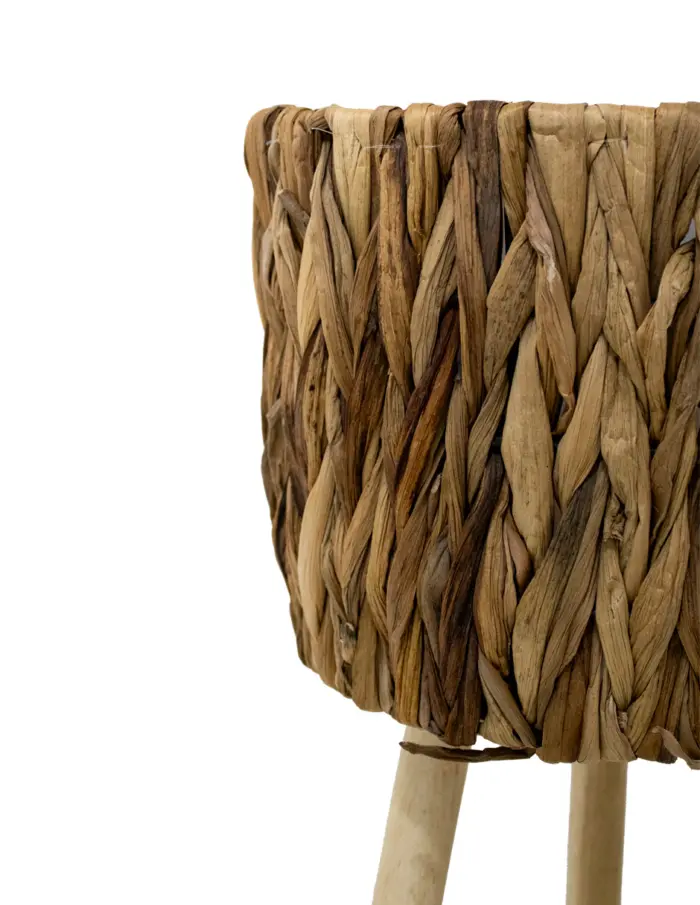 Maceta de tejido natural con patas imitacion madera de 27x27x20x52cm - Image 3
