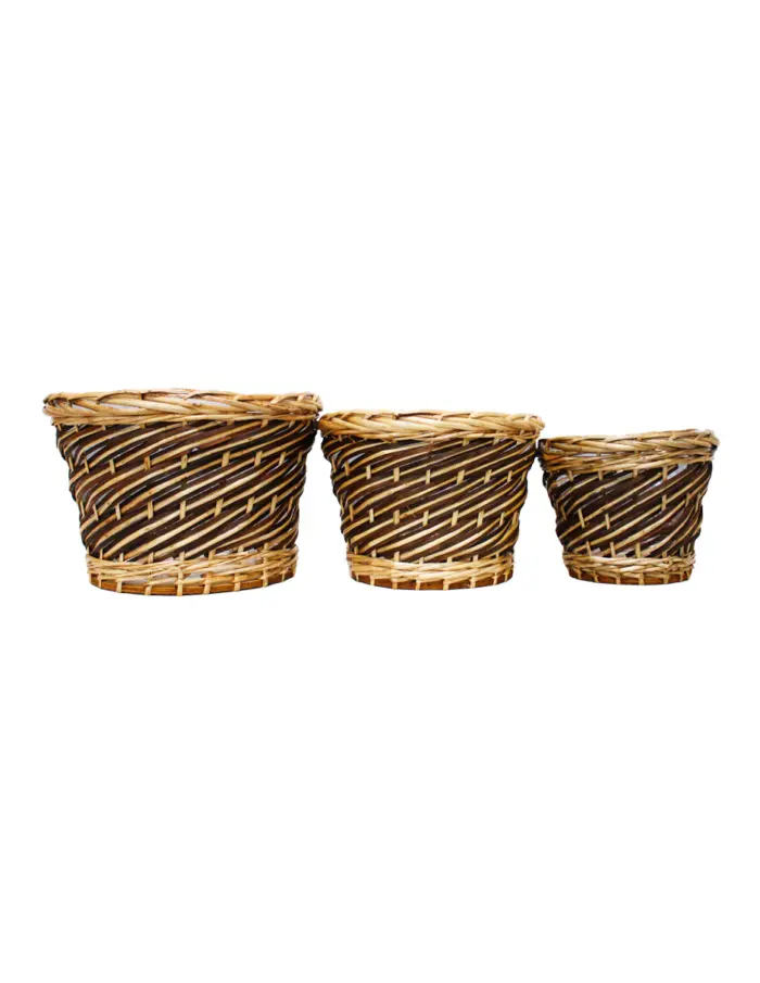 Juego de 3 macetas de tejido obscuras de 32x22/27x19/22x16cm - Image 3