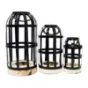 Juego de 3 linternas de metal negro con asa de 20x38/16x31.5/12x23cm - Image 3