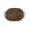 Cesta de plástico café oval con perlas en las orillas de 36.5x26.5x10cm - Image 2