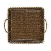 Cesta de plástico café cuadrada con perlas en las orillas de 34.5x1x5cm - Image 2