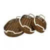 Juego de 3 cestas de plástico café oval con perlas en las orillas de 34.5x26x5cm/30.5x22x8cm/26.5x18 - Image 3