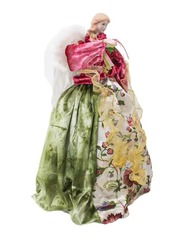 Ángel con vestido verde con rosa de 45cm - Image 2