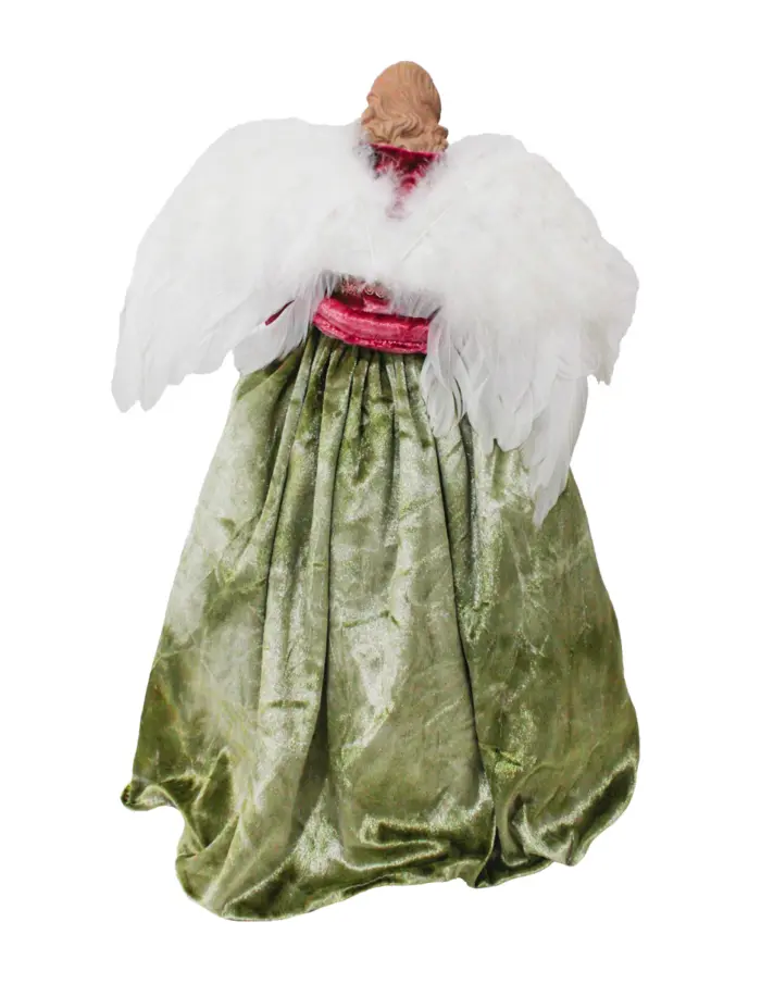 Ángel con vestido verde con rosa de 45cm - Image 4