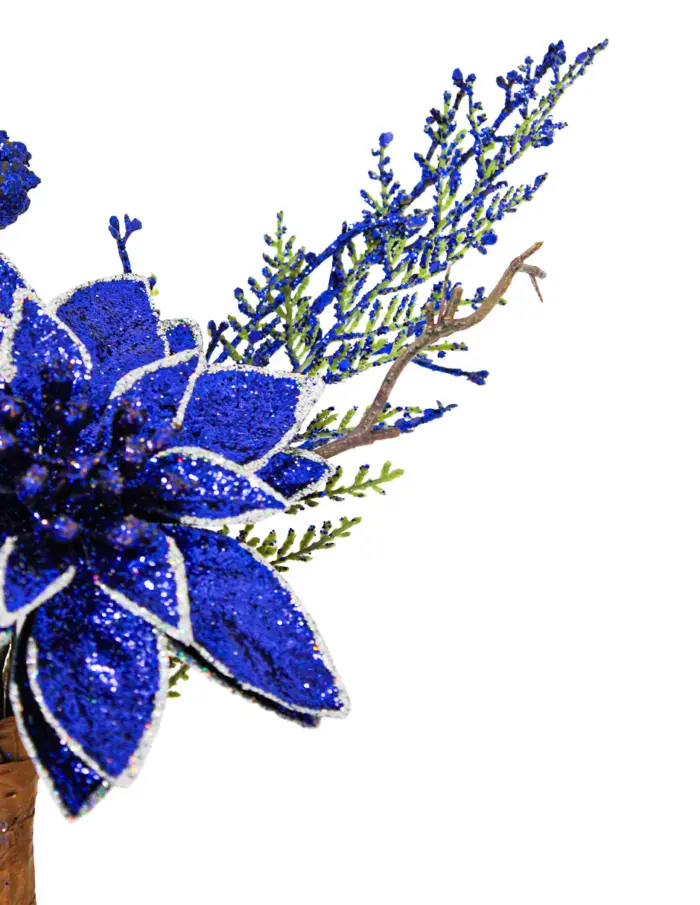 Pick de Nochebuena azul rey con filo plata de 40 cm - Image 2