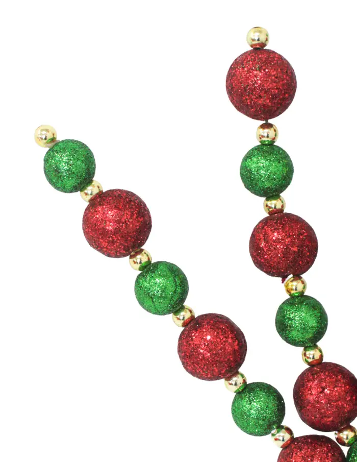 Vara con bolitas rojas con verde diamantadas de 60x25x9cm - Image 2