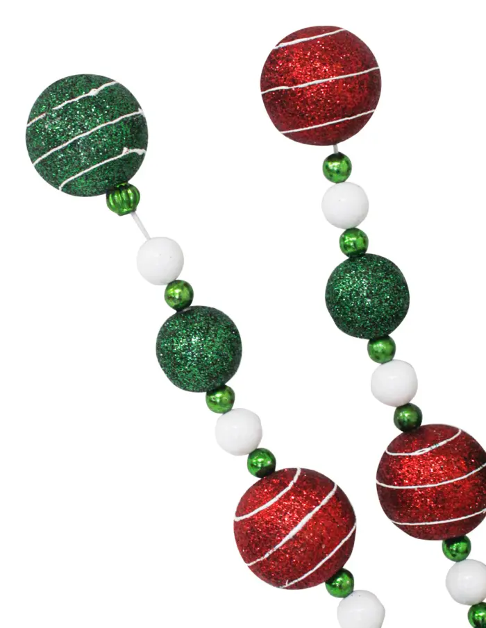 Vara con bolitas rojas con verde diamantadas de 60x25x9cm - Image 2