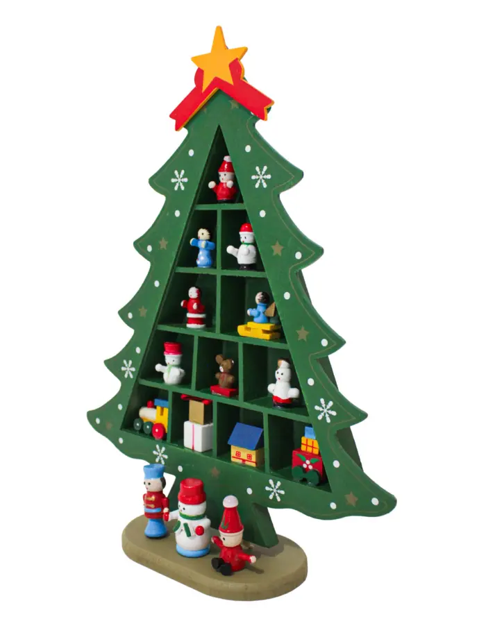 Mini Árbol verde con figuras de madera de 29cm - Image 2