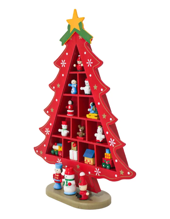 Mini Árbol rojo con figuras de madera de 29cm - Image 2