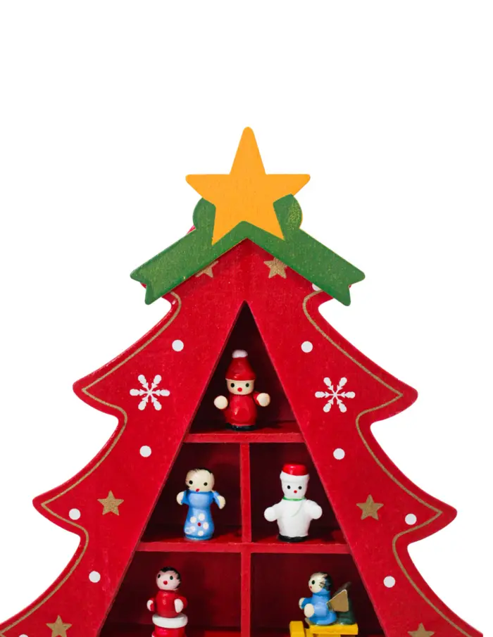 Mini Árbol rojo con figuras de madera de 29cm - Image 3