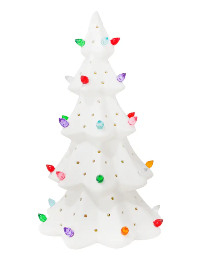 Àrbol de navidad blanco con luces de colores (usa baterias lithium) de 11.5x11.5x20.8cm - Image 2