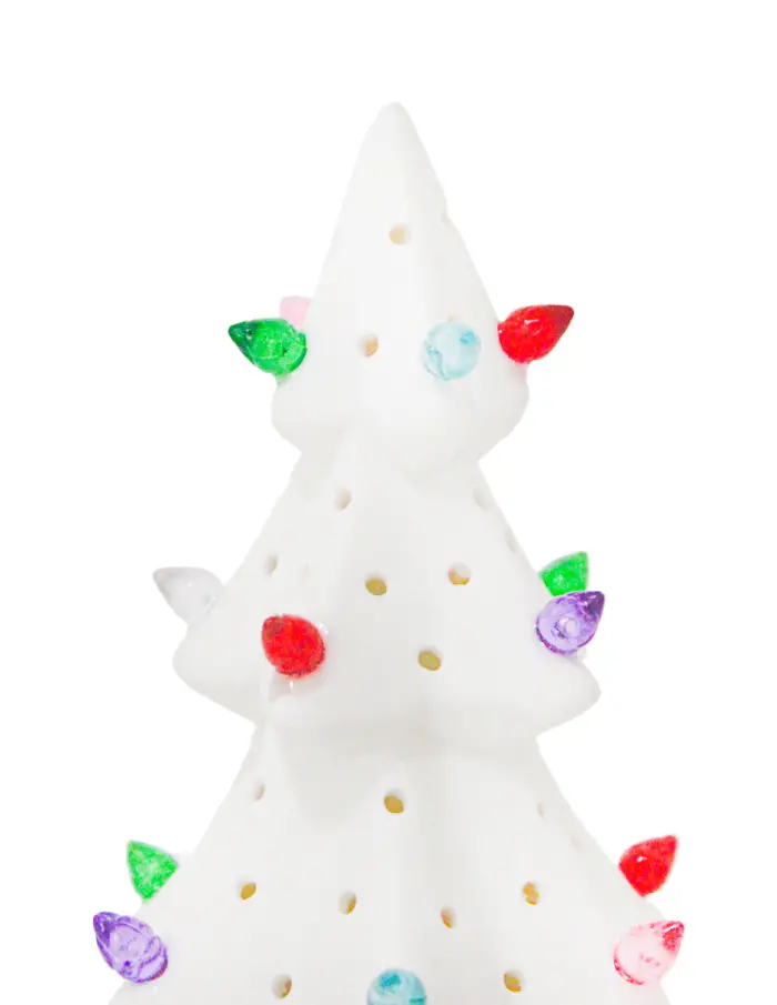 Àrbol de navidad blanco con luces de colores (usa baterias lithium) de 11.5x11.5x20.8cm - Image 3
