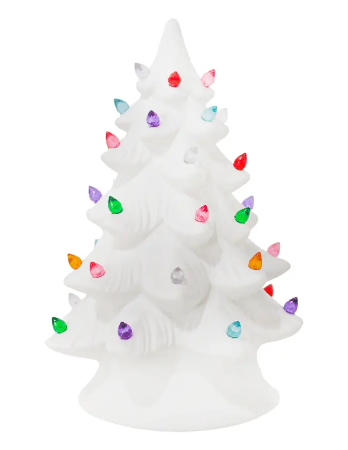 Àrbol de navidad blanco con luces de colores (usa baterias lithium) de 13.3x13x20.2cm - Image 2