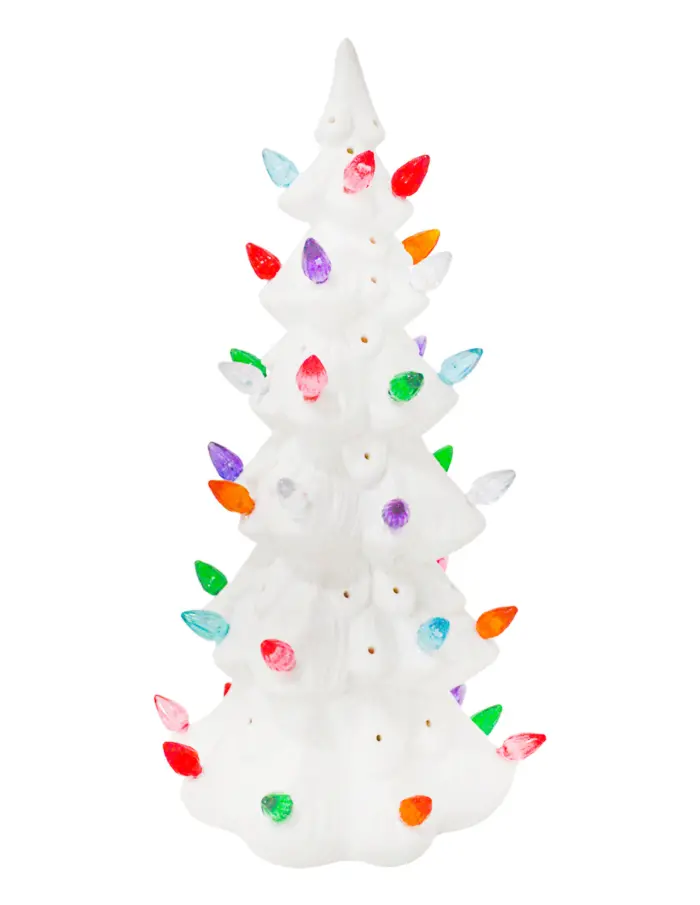 Àrbol de navidad blanco con luces de colores (usa baterias lithium) de 12.9x12.9x28cm - Image 2
