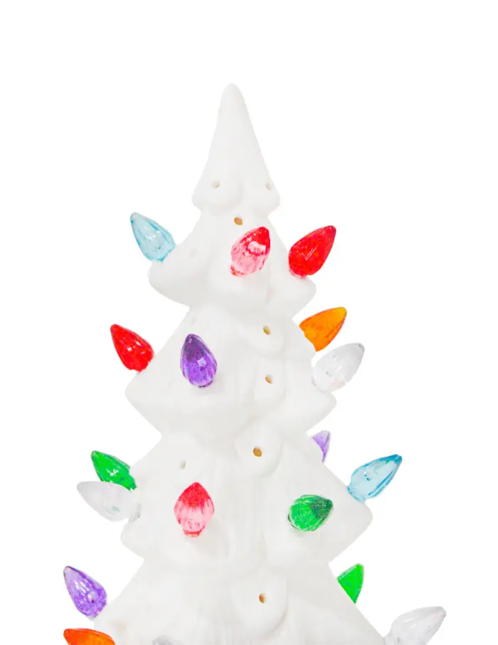 Àrbol de navidad blanco con luces de colores (usa baterias lithium) de 12.9x12.9x28cm - Image 3