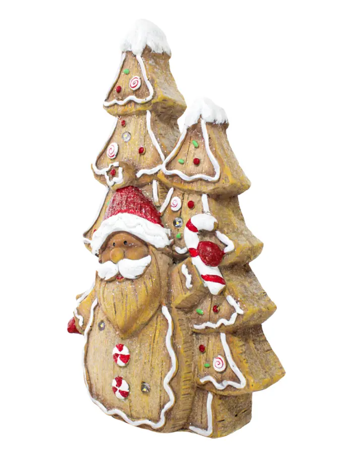 Santa con árboles de jengibre con luz led (usa baterías AAA no incluidas) de 24x10x39cm - Image 2