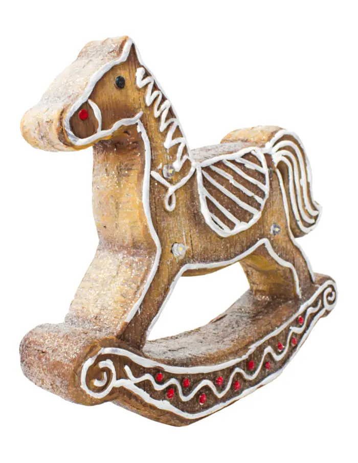 Caballo mecedor de jengibre con luz led (usa baterías AAA no incluidas) de 32.5x8x29cm - Image 2