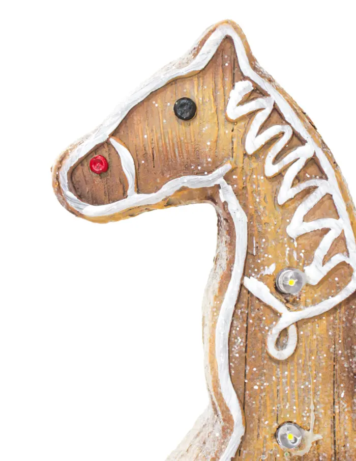 Caballo mecedor de jengibre con luz led (usa baterías AAA no incluidas) de 32.5x8x29cm - Image 3