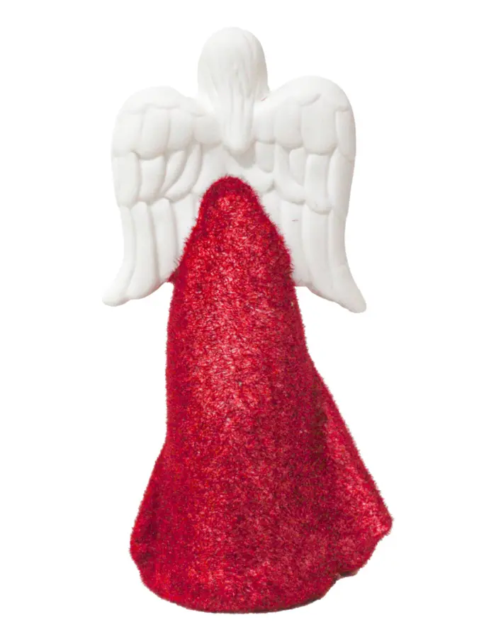 Àngel blanco con flocado rojo y luz (usa baterias lithium) de 12.4x7.5x23.2cm - Image 4