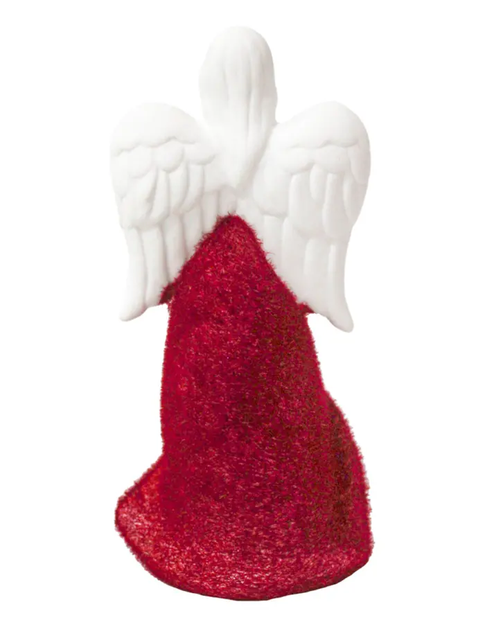 Àngel blanco con estrella y flocado rojo y luz (usa baterias lithium) de 9x6.5x18.6cm - Image 4