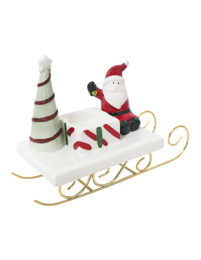 Candelabro en trineo con Santa y árbol de navidad de 20.3x9x14cm - Image 2