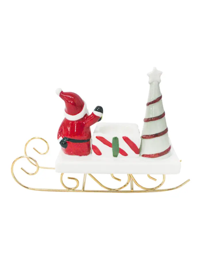 Candelabro en trineo con Santa y árbol de navidad de 20.3x9x14cm - Image 4