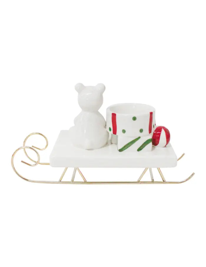 Candelabro en trineo con oso polar de 20.3x9x11.3cm - Image 4