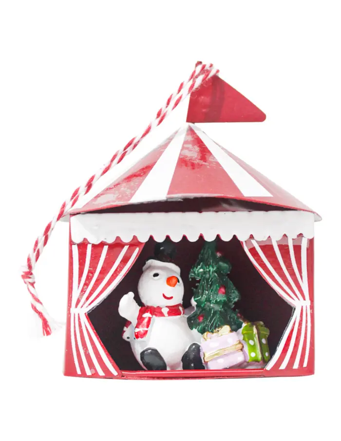 Carpa con muñeco de nieve y arbol de navidad de 7.5x7x9cm - Image 2