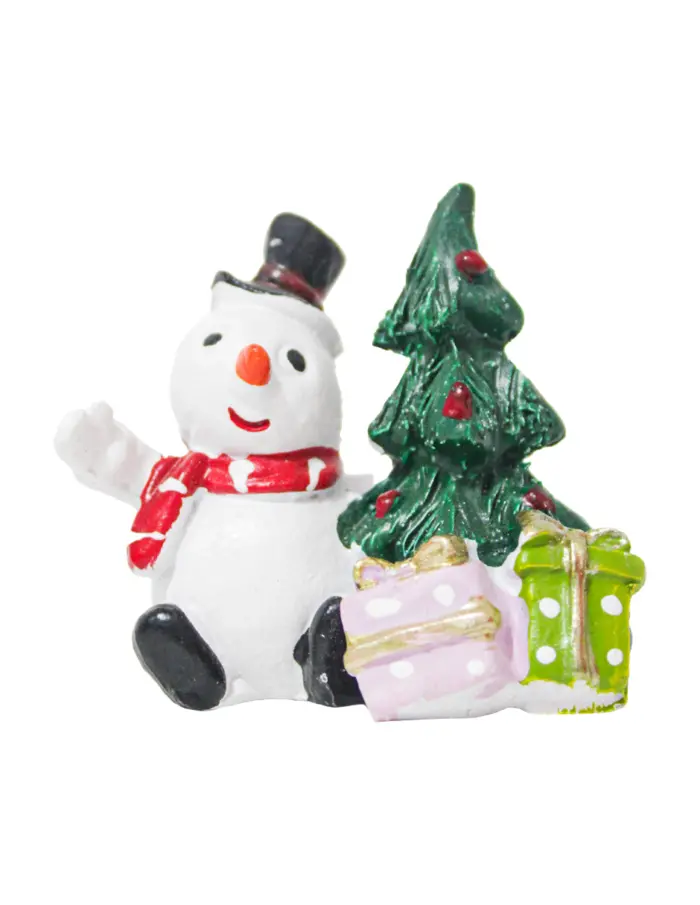Carpa con muñeco de nieve y arbol de navidad de 7.5x7x9cm - Image 3