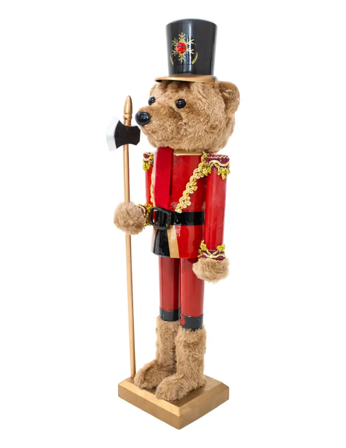 Cascanueces oso de plástico rojo forrado de peluche de 38cm - Image 2