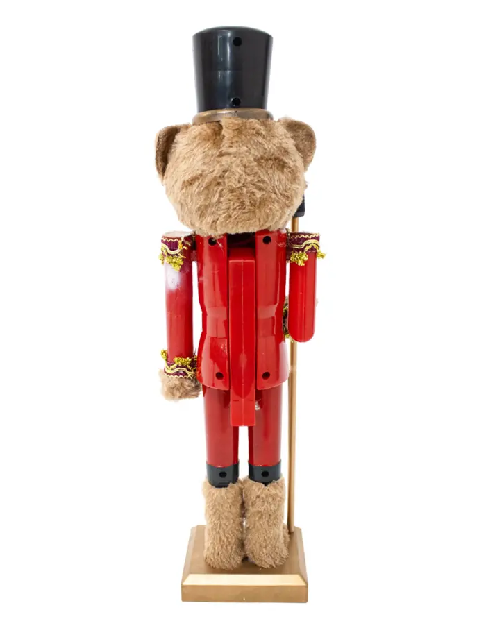 Cascanueces oso de plástico rojo forrado de peluche de 38cm - Image 4