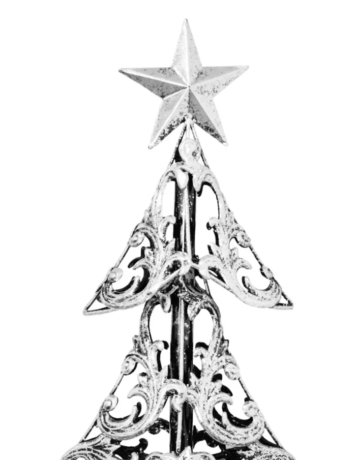 Árbol navideño de latón plateado de 42x21x88cm - Image 3