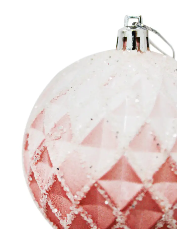 Esfera de plástico rosa con blanco y rombos diamantados de 8cm - Image 2