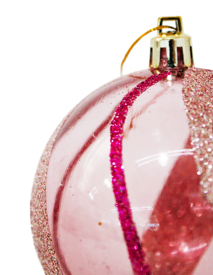 Esfera de plástico transparente rosa diamantada de 8cm - Image 2