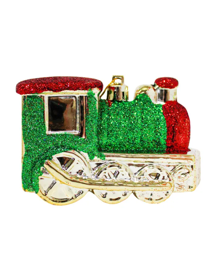 Caja con 2 trenes verdes con dorado de 10cm - Image 2