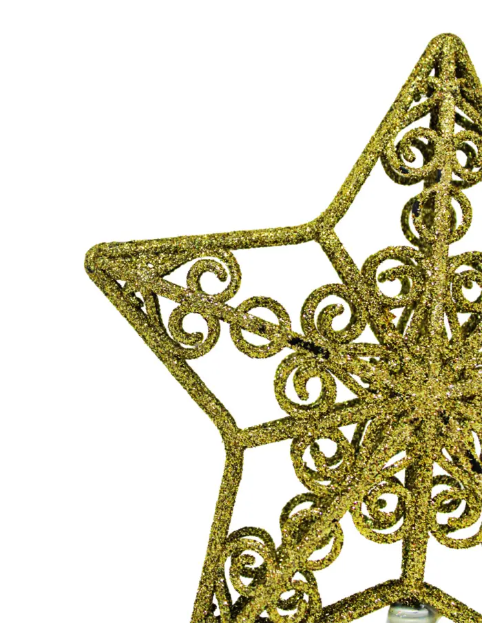 Punta de árbol diseño estrella dorada diamantada de 14.5cm - Image 2