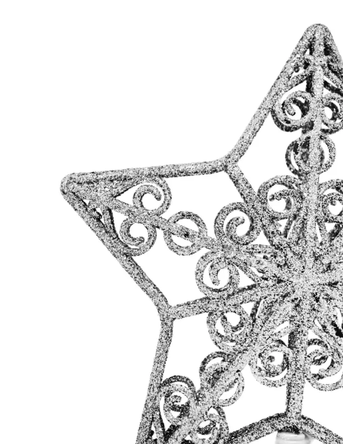 Punta de árbol diseño estrella plateada dimantada de 14.5cm - Image 2