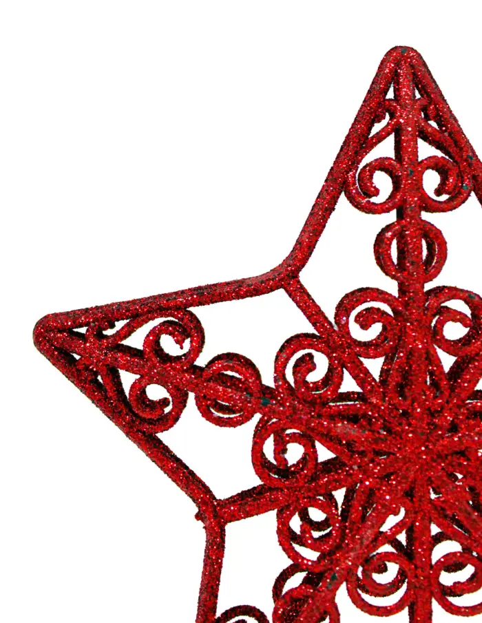Punta de árbol diseño de estrella roja diamantada de 14.5cm - Image 2