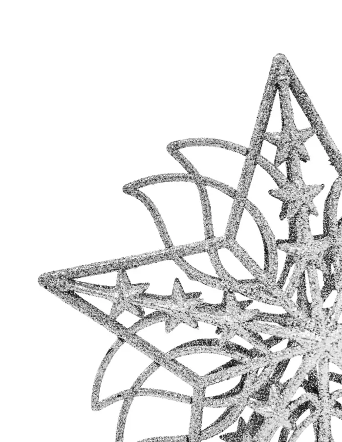 Punta de árbol diseño estrella plateada dimantada de 19.5cm - Image 2