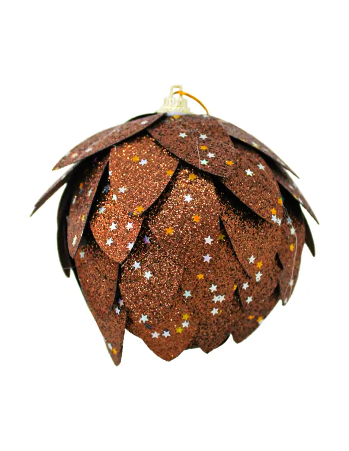 Juego de 2 esferas diseño hojas café diamantadas de 8cm - Image 2