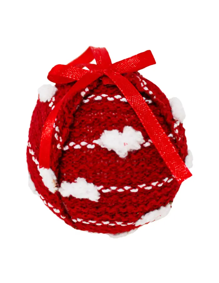 Caja con 3 esferas de poliespuma forradas de tela roja de 8cm - Image 2
