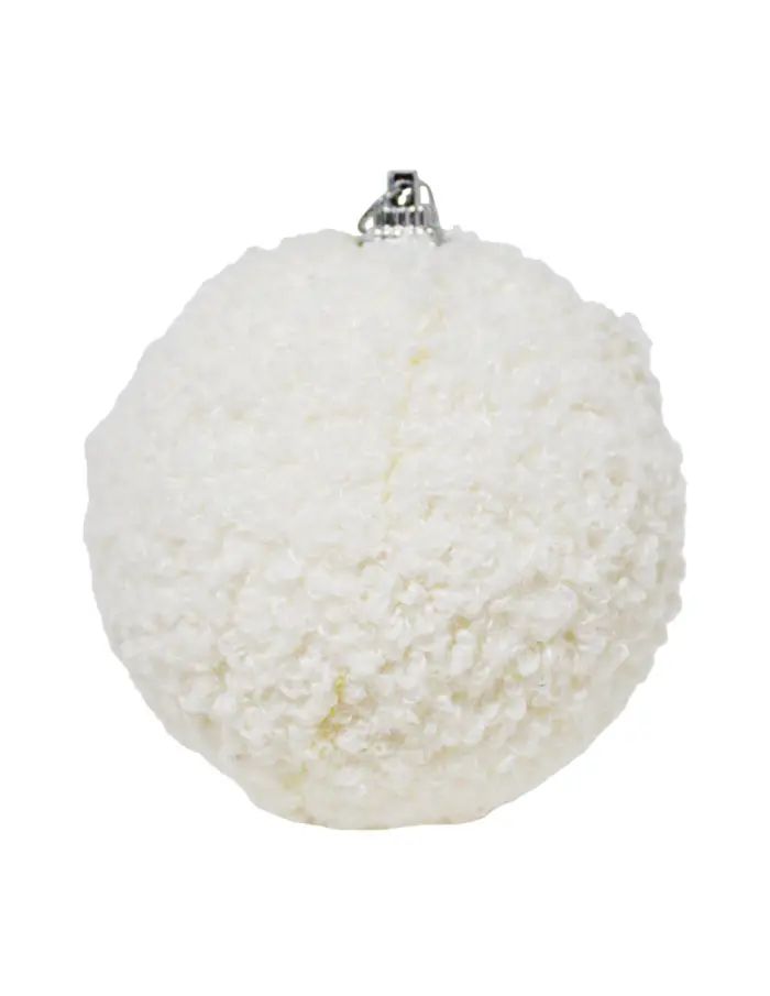 Caja con 4 esferas de tela blanca tipo peluche de 8cm - Image 2