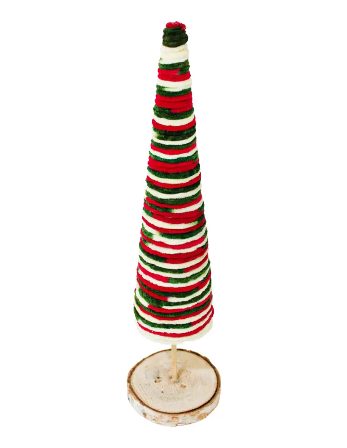 Árbol forrado de estambre terroso con base de madera de 10x10x42.5cm - Image 2