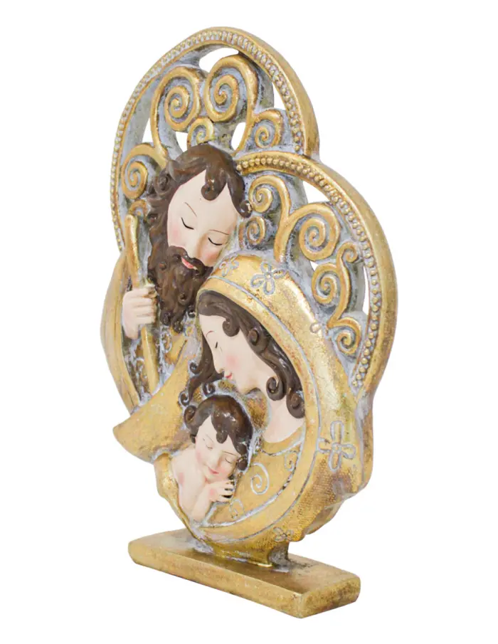 Sagrada familia de poliresina con base dorado de 3x15x19.7cm - Image 2