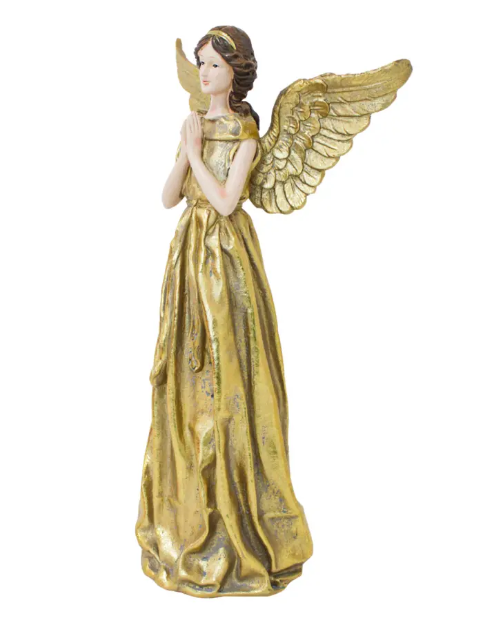 Angel orando de poliresina dorado de 13x19.5x37cm - Image 2