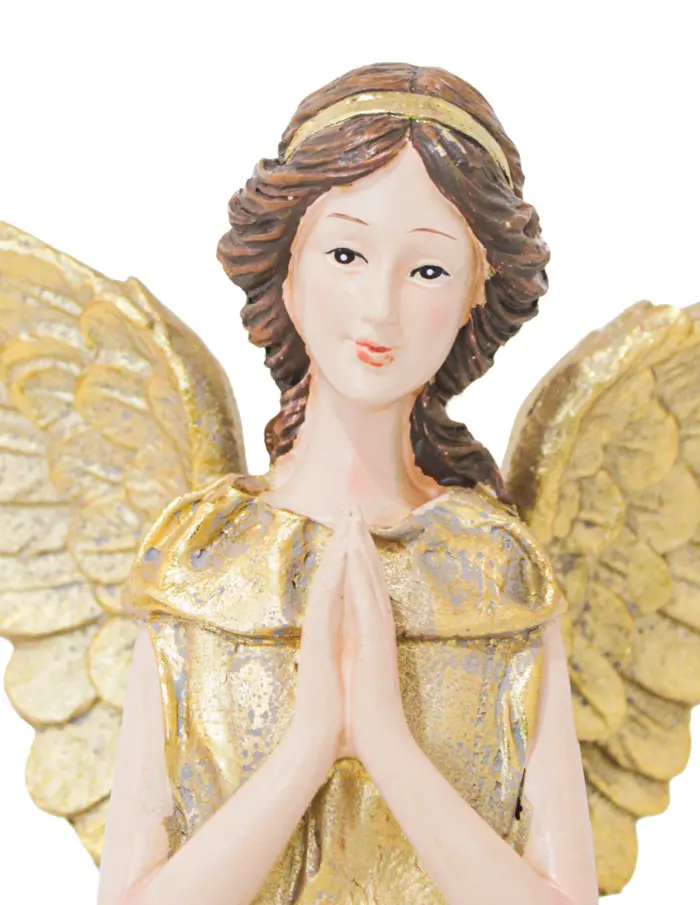 Angel orando de poliresina dorado de 13x19.5x37cm - Image 3