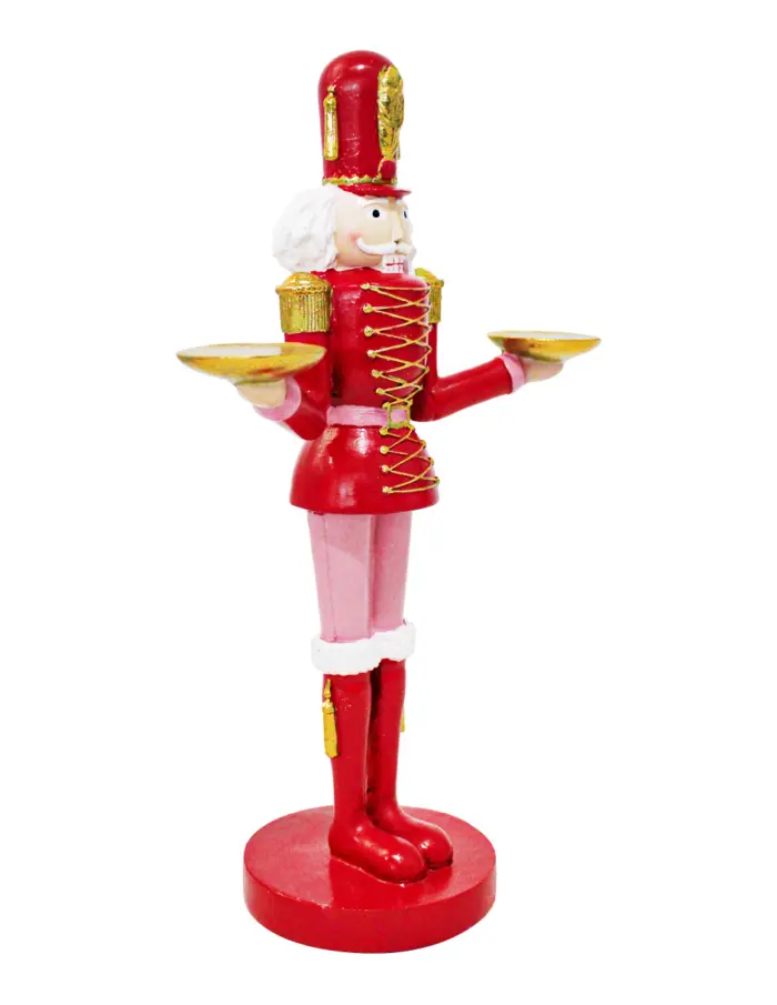Cascanueces rojo con candelabros en manos de 9.5x20.5x31cm - Image 2